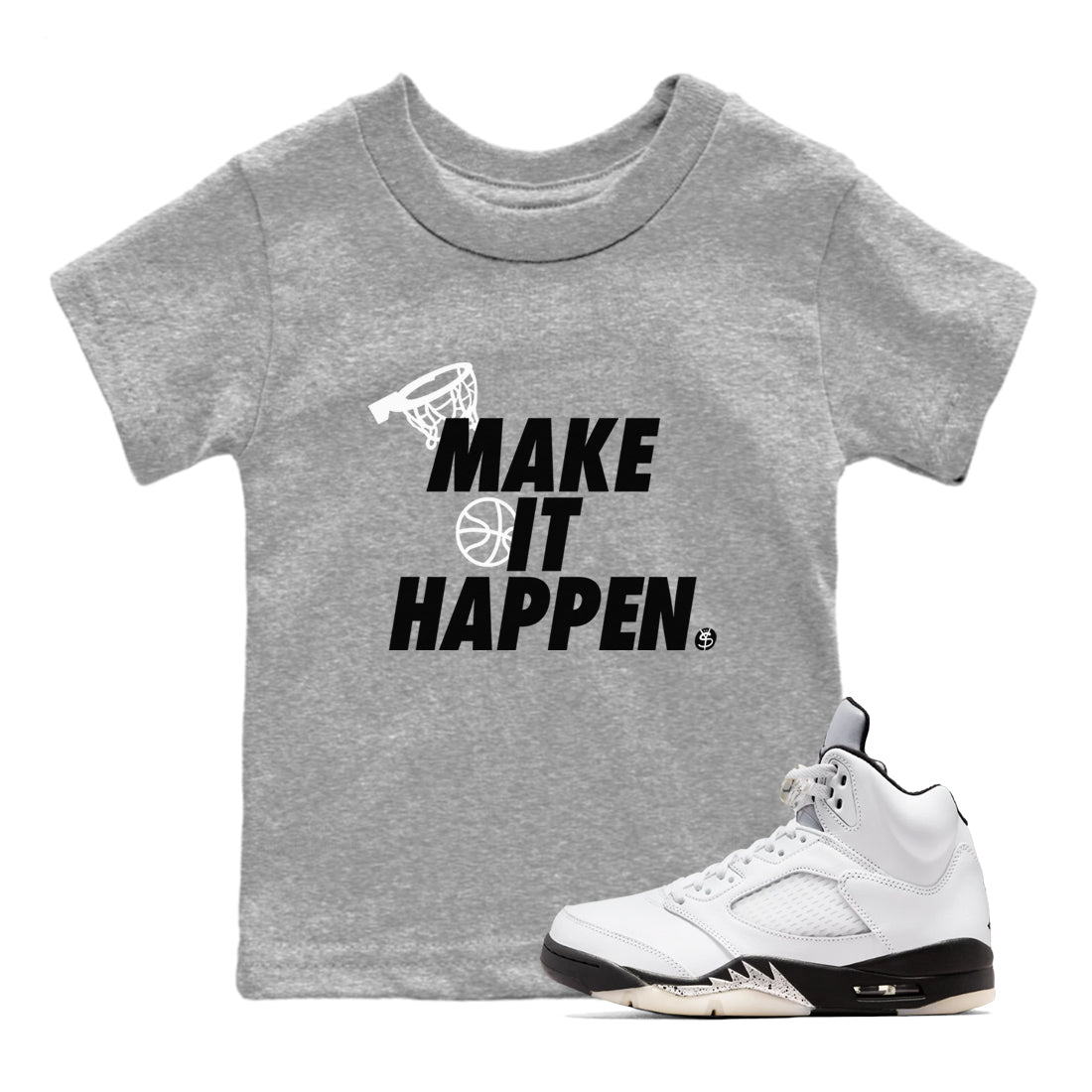 Make It Happen snkmatch Tees Kids - Air Jordan 5 White Black
