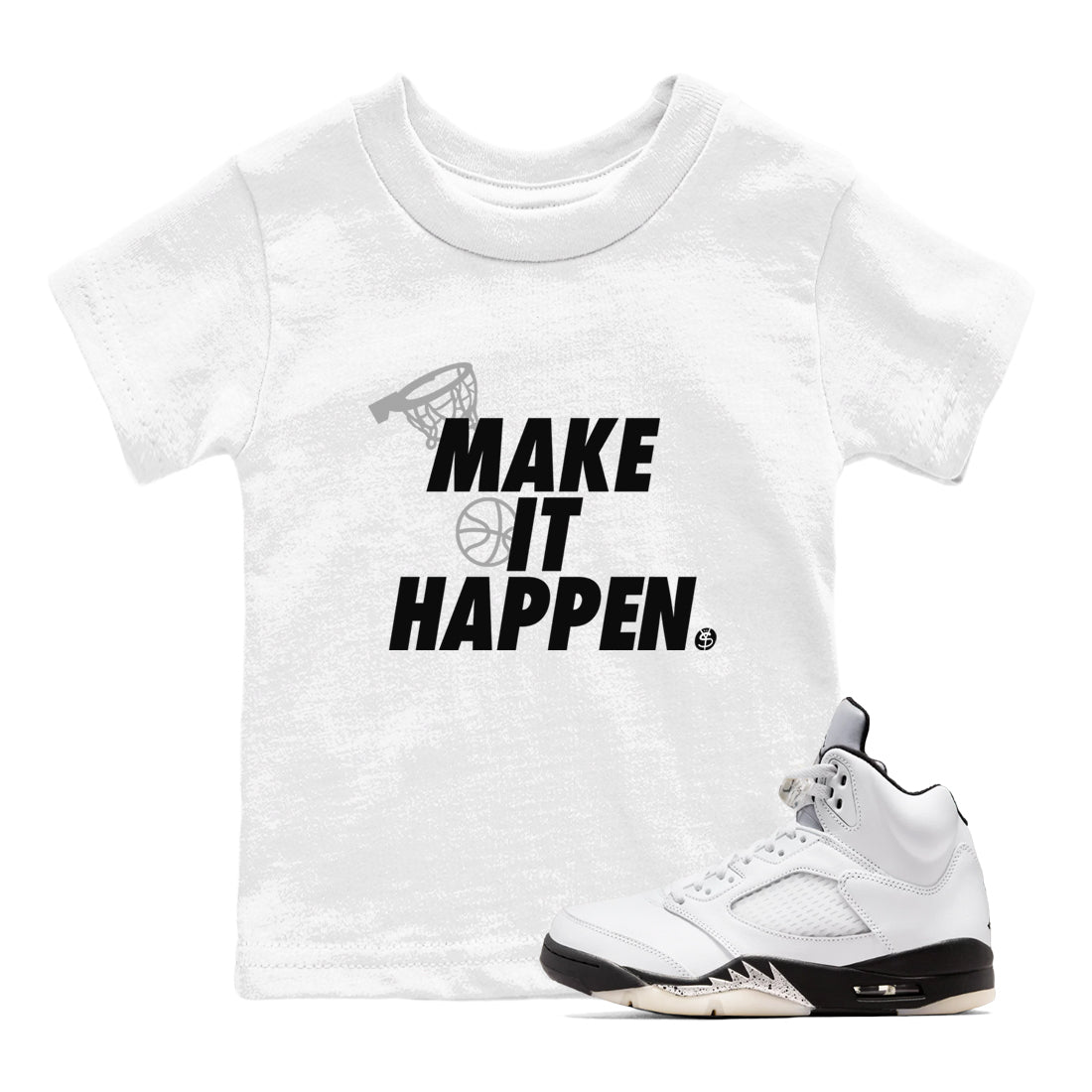 Make It Happen snkmatch Tees Kids - Air Jordan 5 White Black