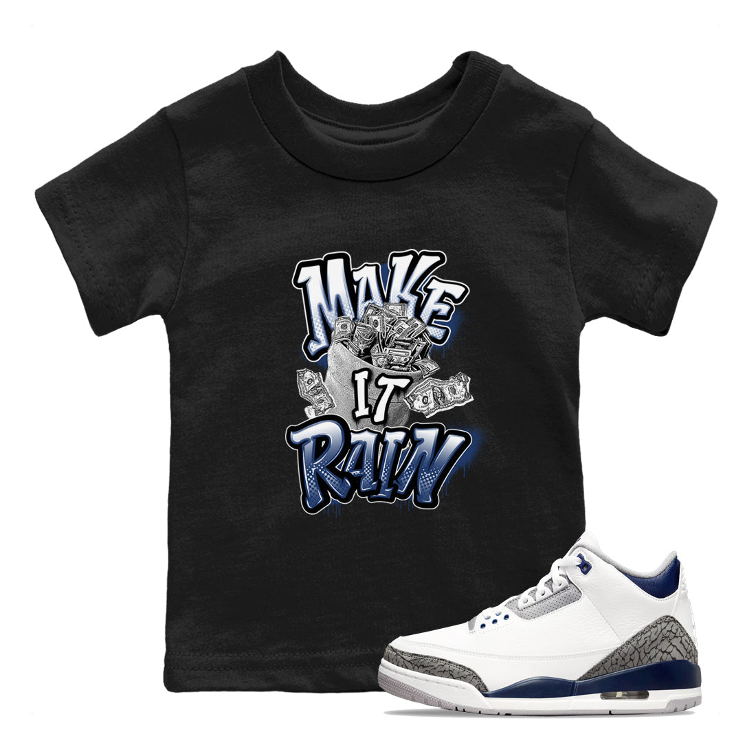 Make It Rain Money snkmatch Tees Kids - Air Jordan 3 Midnight Navy 2023