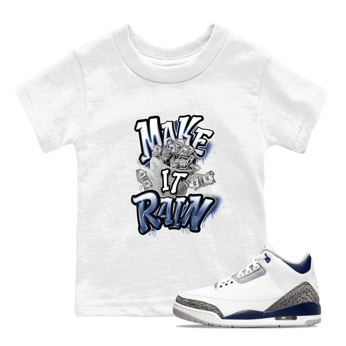 Make It Rain Money snkmatch Tees Kids - Air Jordan 3 Midnight Navy 2023