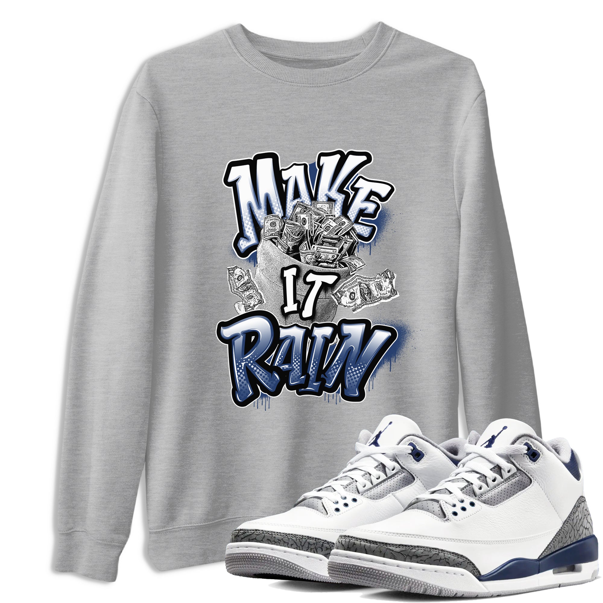 Make It Rain Money snkmatch Tees - Air Jordan 3 Midnight Navy 2023
