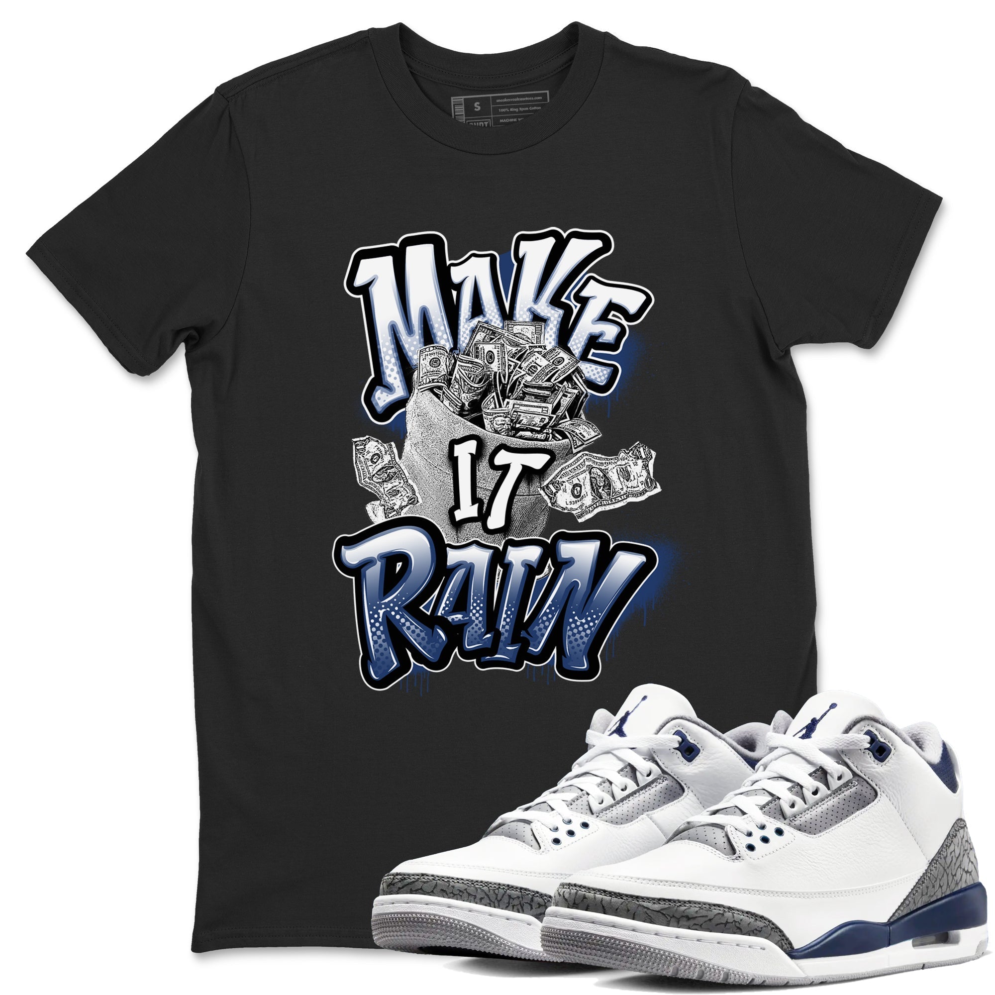 Make It Rain Money snkmatch Tees - Air Jordan 3 Midnight Navy 2023