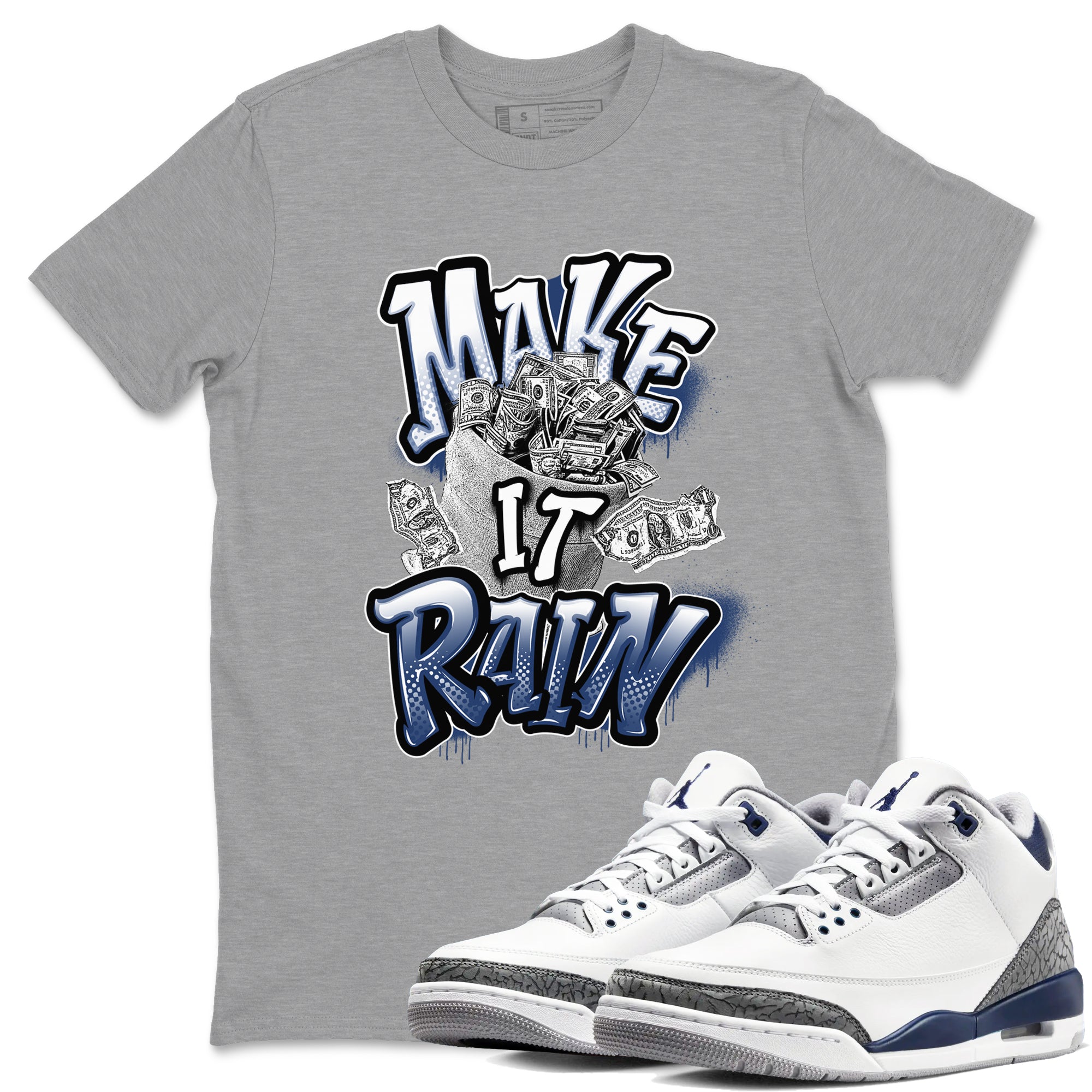 Make It Rain Money snkmatch Tees - Air Jordan 3 Midnight Navy 2023