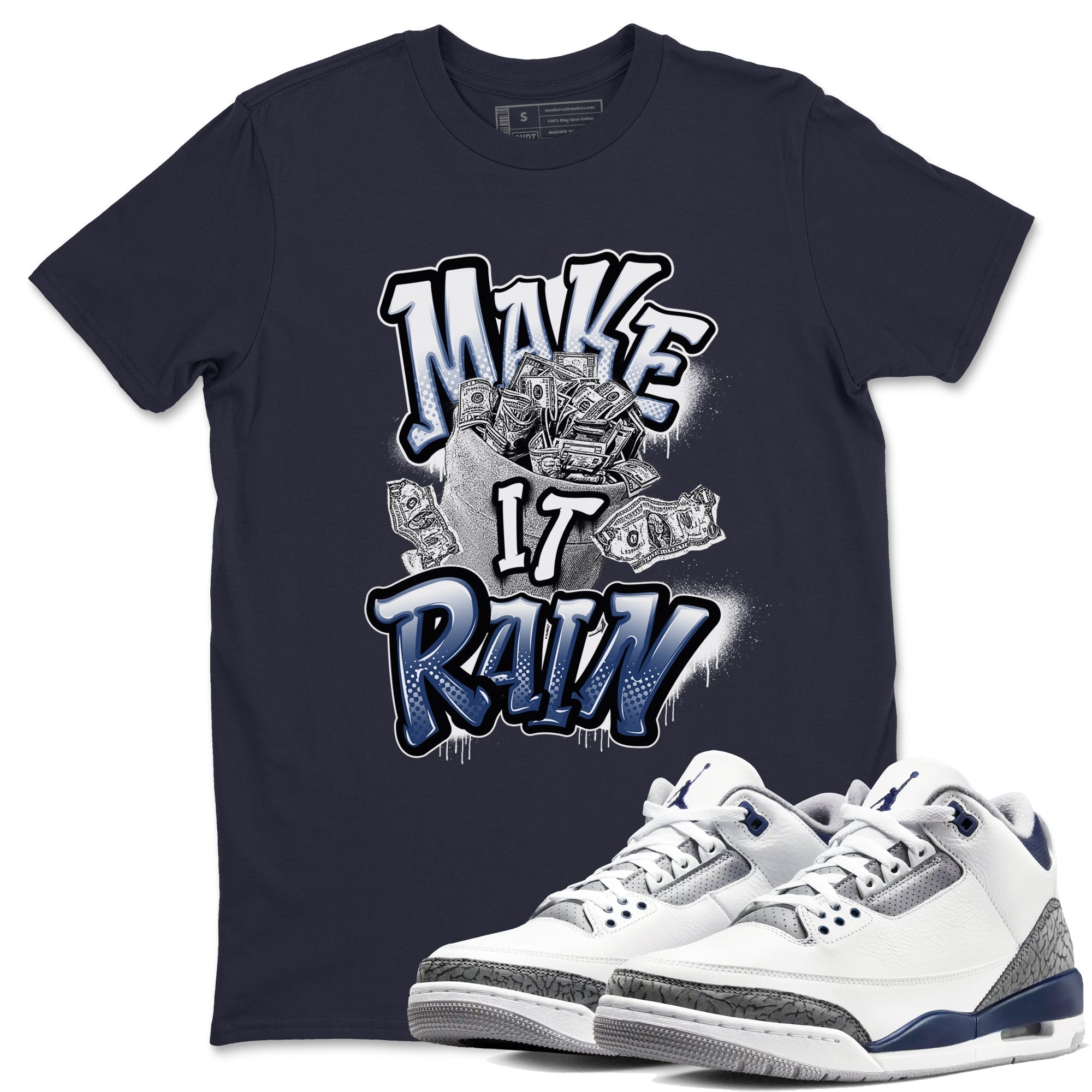 Make It Rain Money snkmatch Tees - Air Jordan 3 Midnight Navy 2023