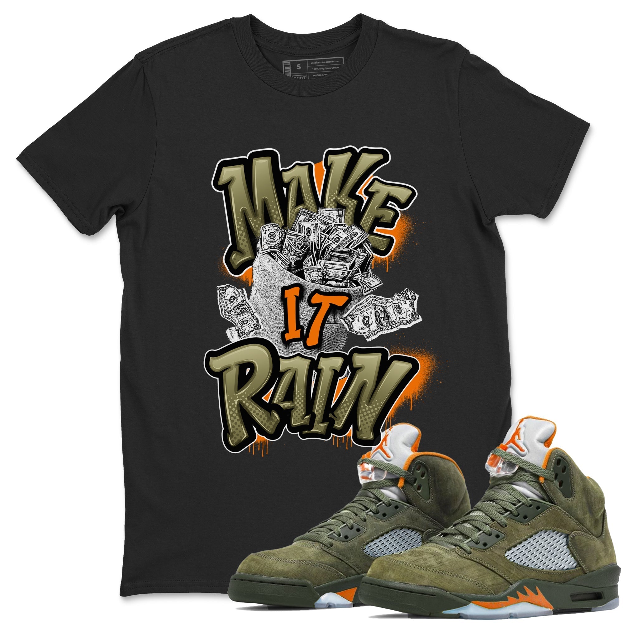 Make It Rain Money snkmatch Tees - Air Jordan 5 Olive