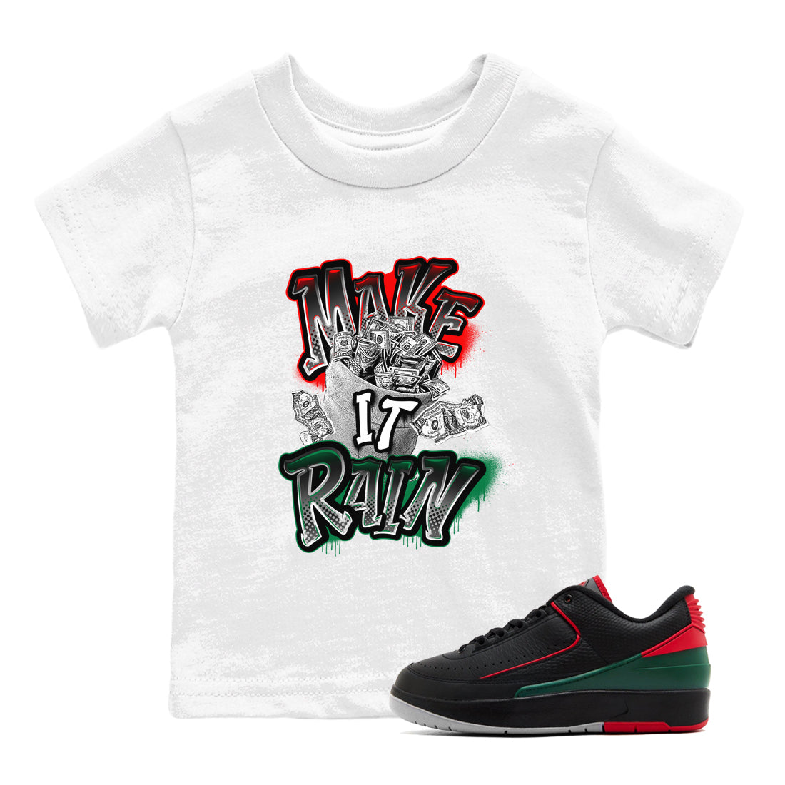 Make It Rain Money snkmatch Tees Kids - Air Jordan 2 Christmas