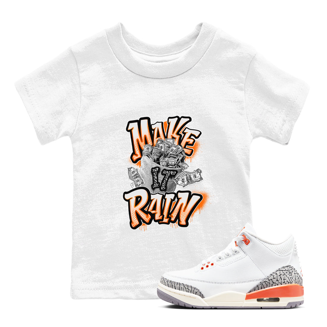 Make It Rain Money snkmatch Tees Kids - Air Jordan 3 Georgia Peach