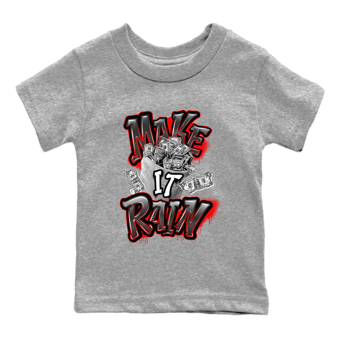 Make It Rain Money snkmatch Tees Kids - Air Jordan 4 Bred Reimagined