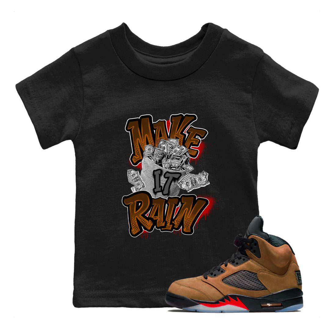 Make It Rain Money snkmatch Tees Kids - Air Jordan 5 Archaeo Brown