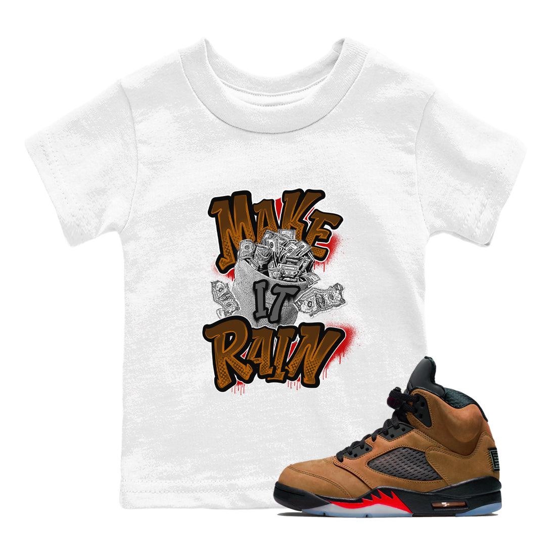 Make It Rain Money snkmatch Tees Kids - Air Jordan 5 Archaeo Brown