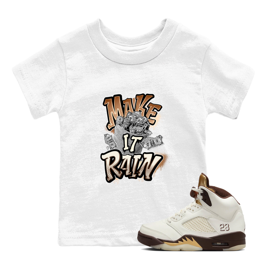 Make It Rain Money snkmatch Tees Kids - Air Jordan 5 Golden Ticket