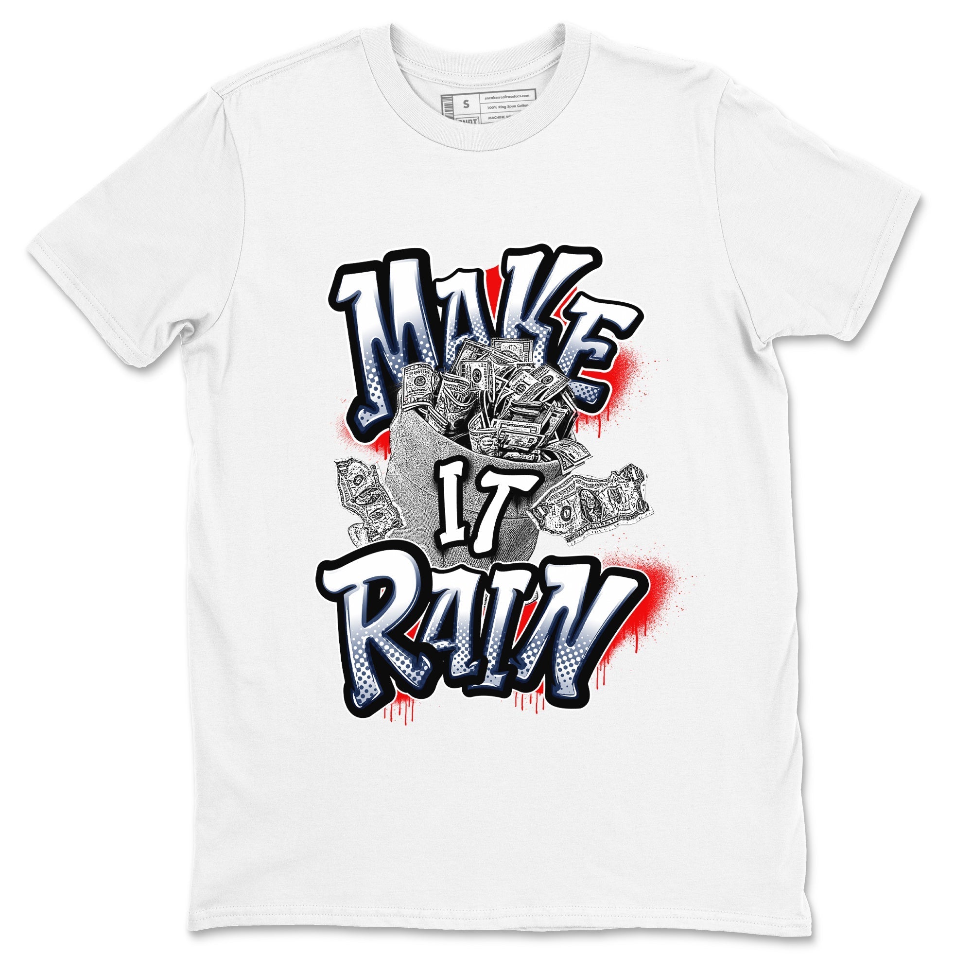 Make It Rain Money snkmatch Tees - Air Jordan 6 White And Midnight Navy