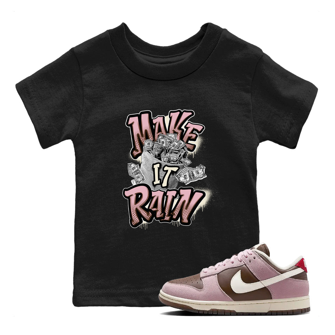 Make It Rain Money snkmatch Tees Kids - Dunk Cacao Wow And Pink Foam