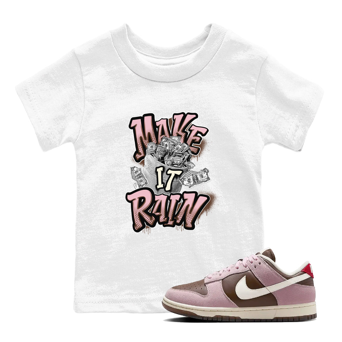Make It Rain Money snkmatch Tees Kids - Dunk Cacao Wow And Pink Foam