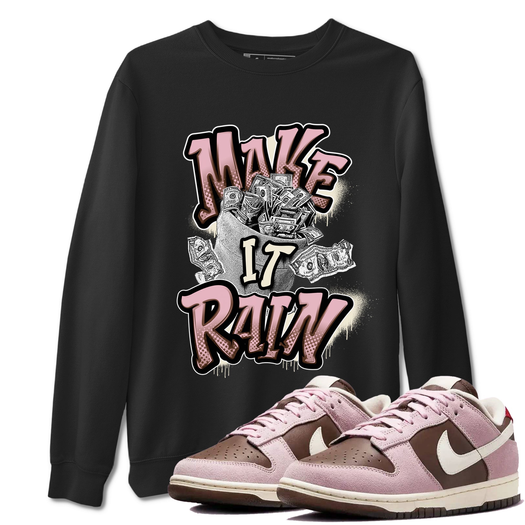 Make It Rain Money snkmatch Tees - Dunk Cacao Wow And Pink Foam