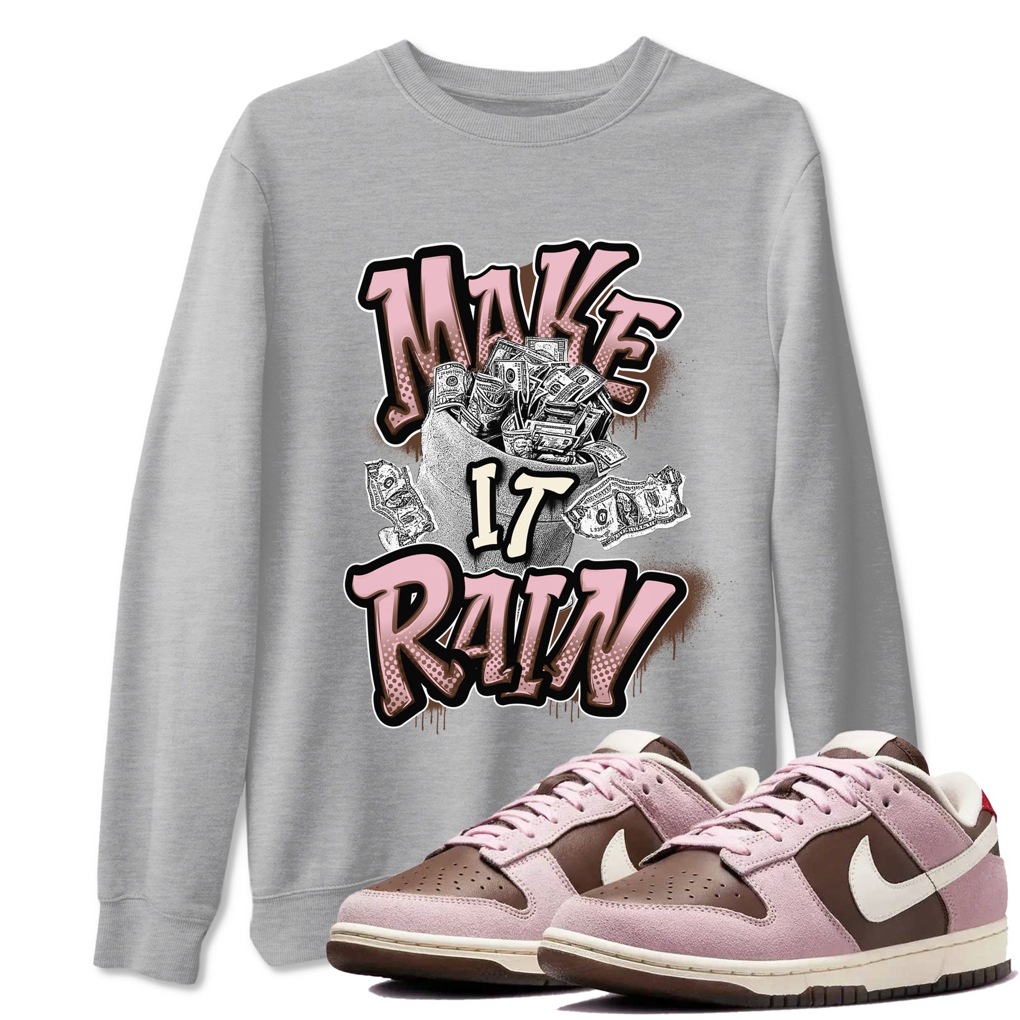Make It Rain Money snkmatch Tees - Dunk Cacao Wow And Pink Foam