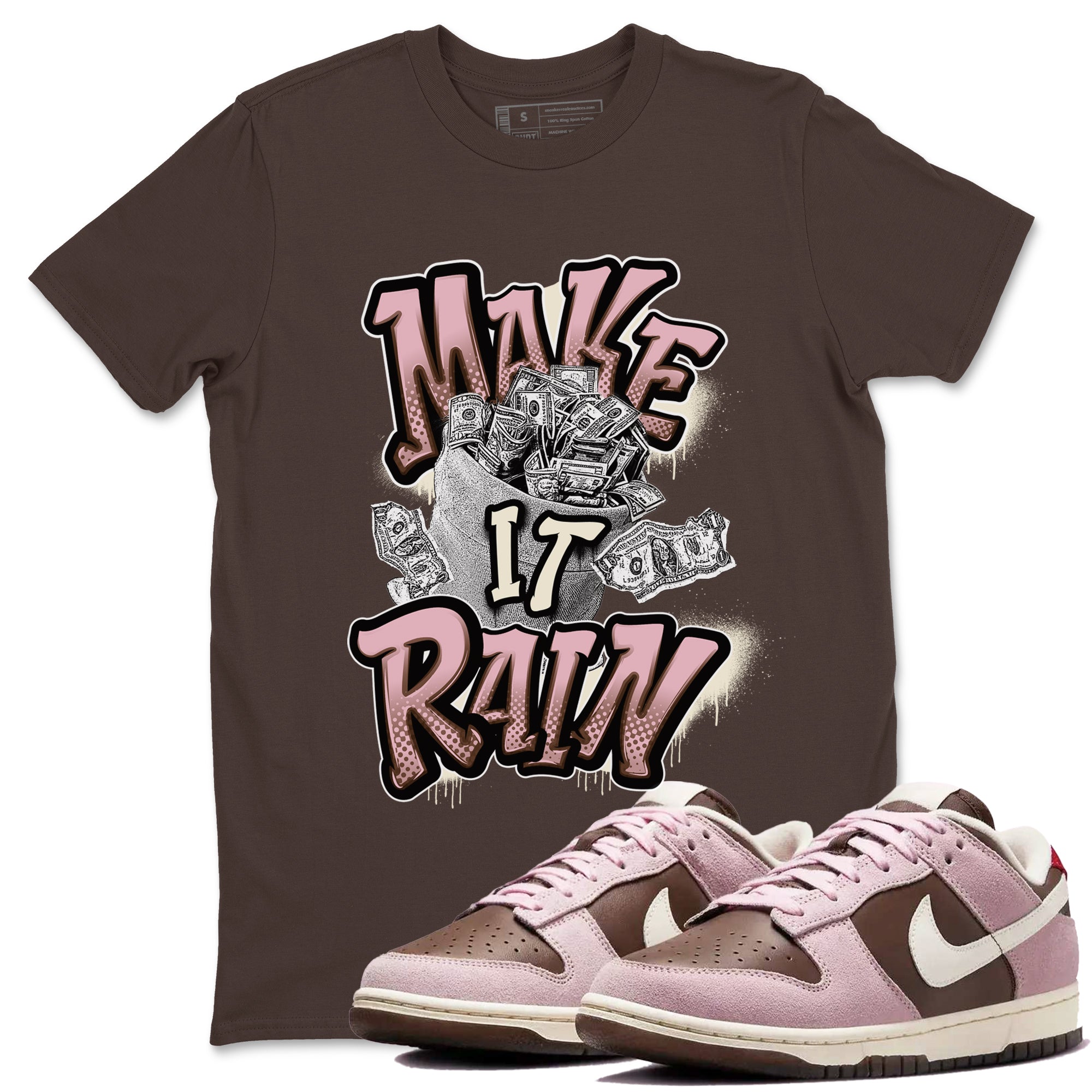 Make It Rain Money snkmatch Tees - Dunk Cacao Wow And Pink Foam
