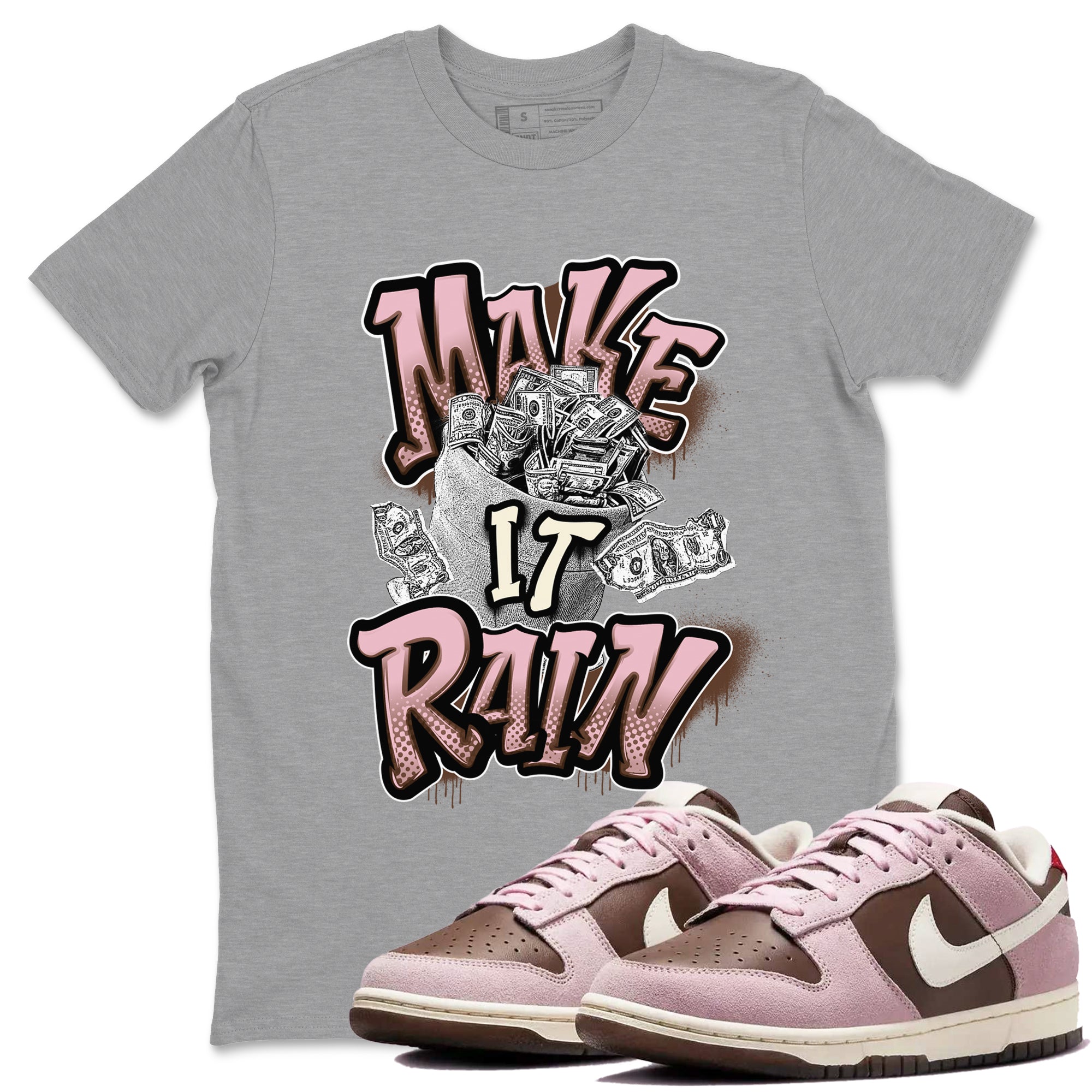 Make It Rain Money snkmatch Tees - Dunk Cacao Wow And Pink Foam