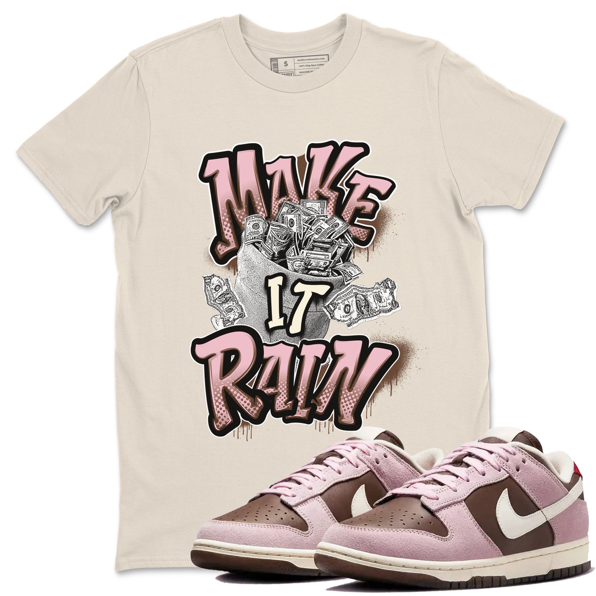 Make It Rain Money snkmatch Tees - Dunk Cacao Wow And Pink Foam