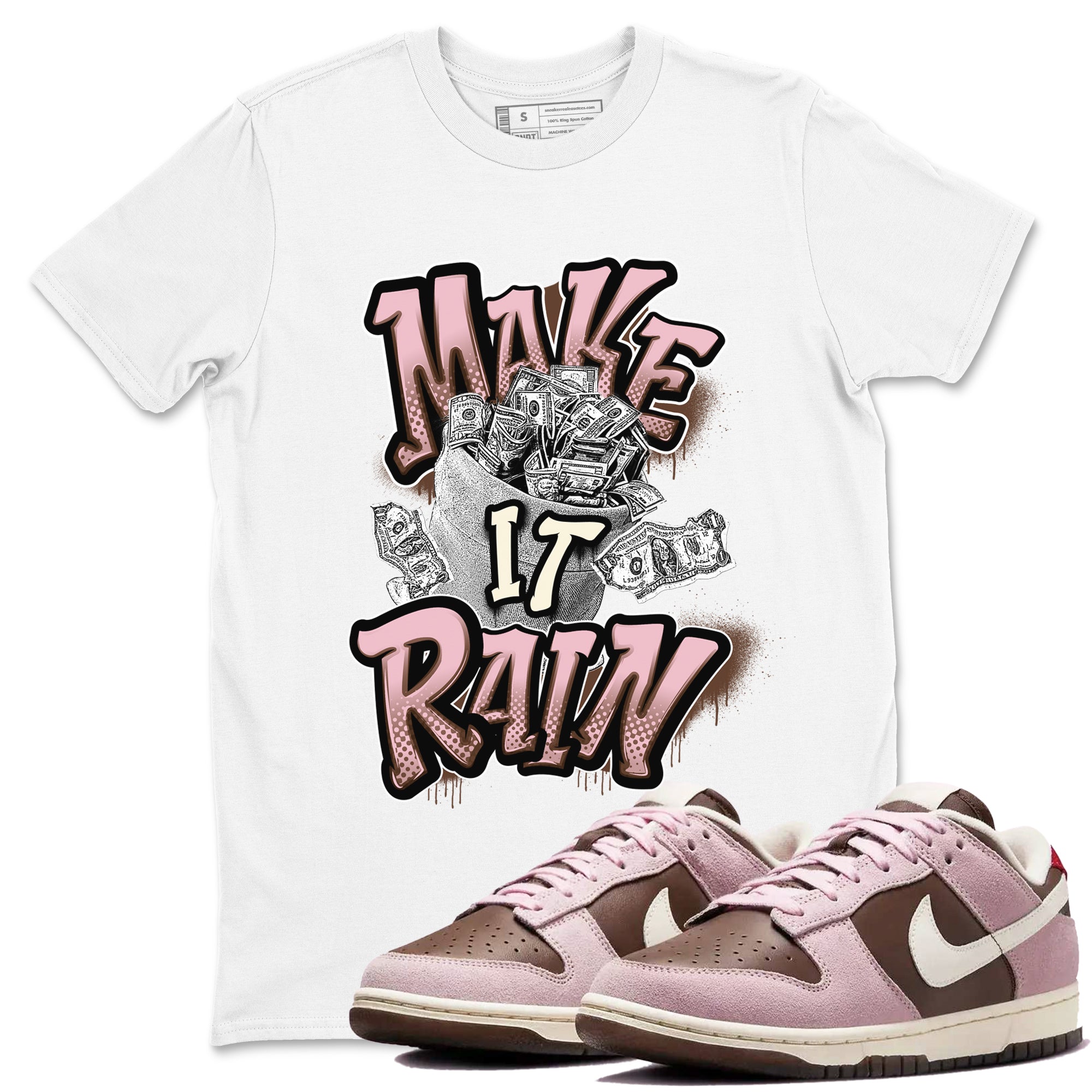 Make It Rain Money snkmatch Tees - Dunk Cacao Wow And Pink Foam