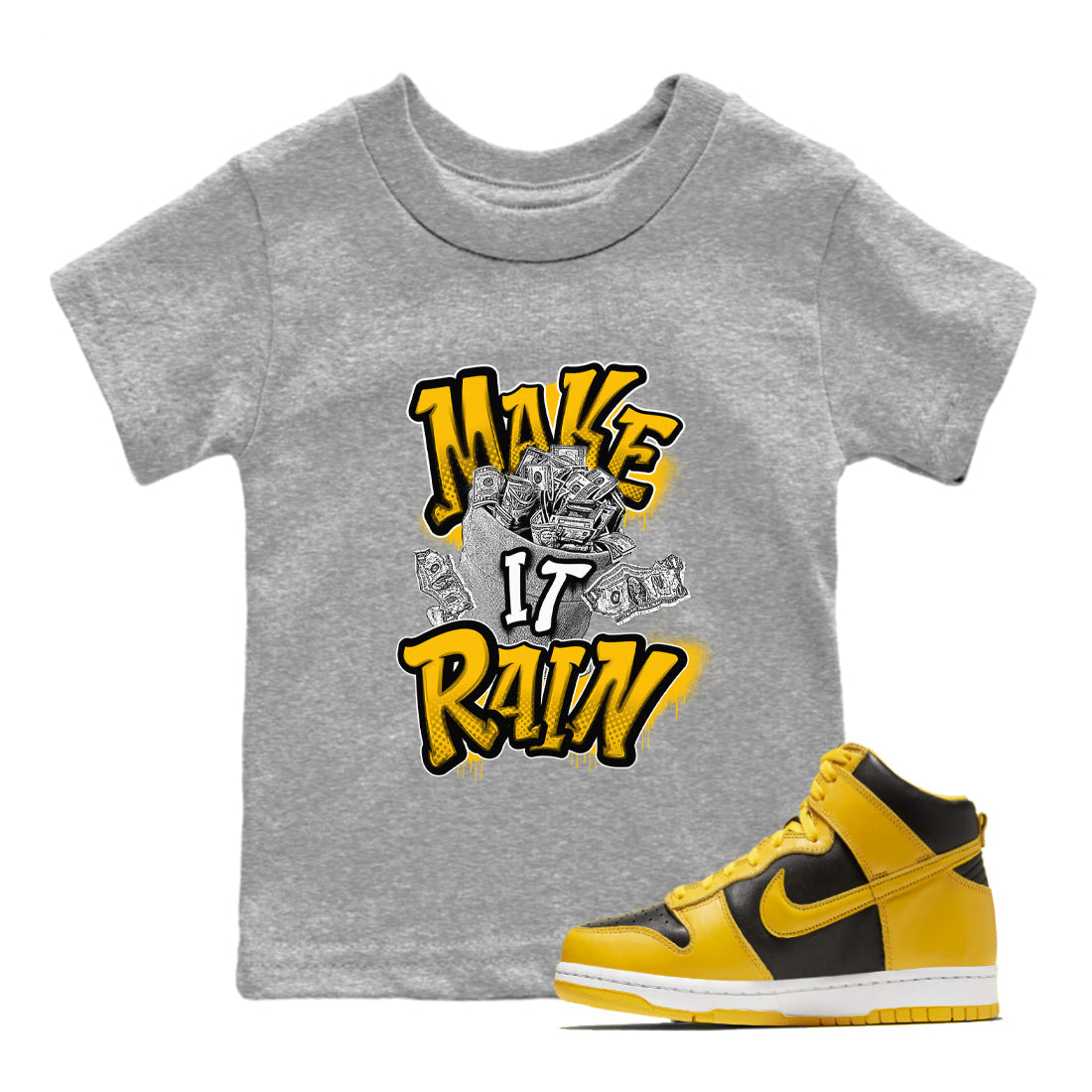 Make It Rain Money snkmatch Tees Kids - Dunk High Pollen