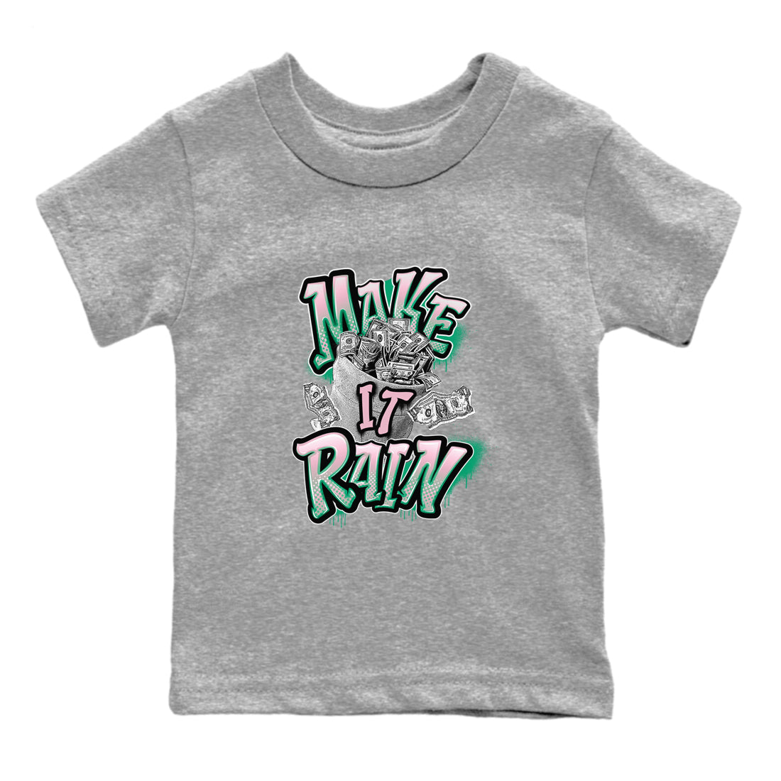 Make It Rain Money snkmatch Tees Kids - Dunk Medium Soft Pink Malachite