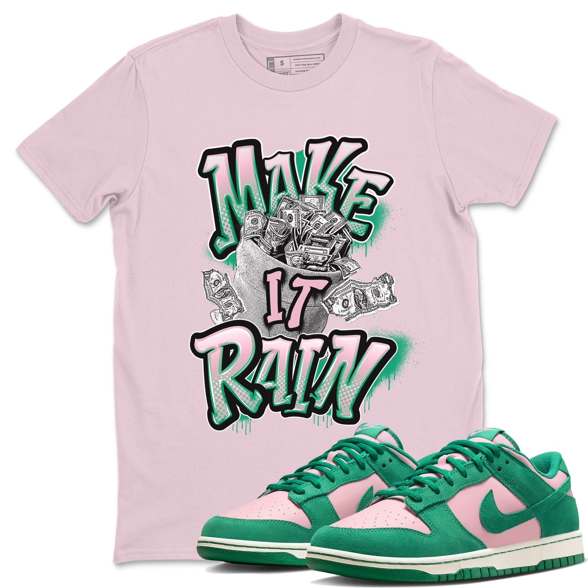 Make It Rain Money snkmatch Tees - Dunk Medium Soft Pink Malachite