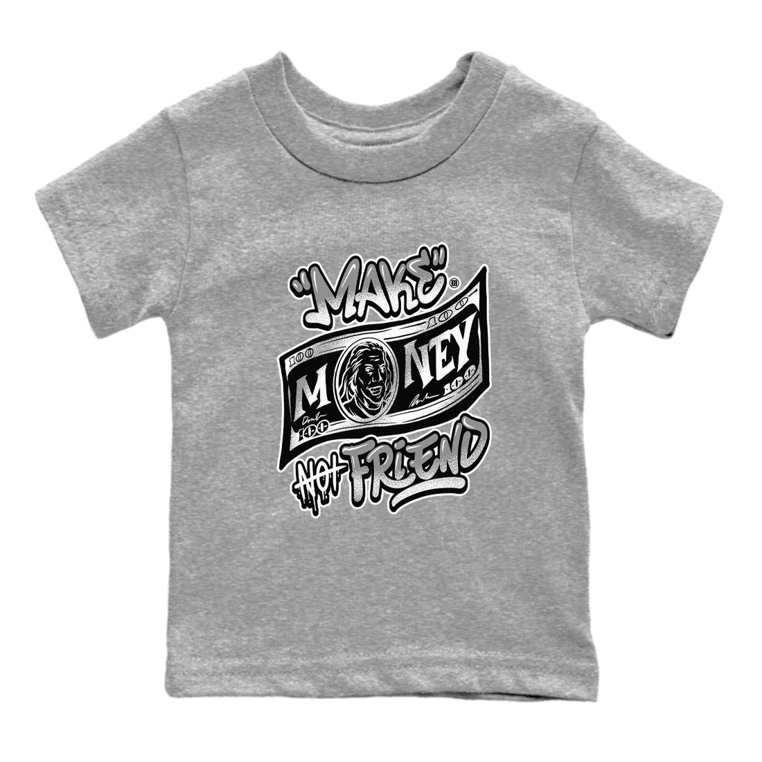 Make Money Not Friends snkmatch Tees Kids - Air Jordan 1 Wolf Grey