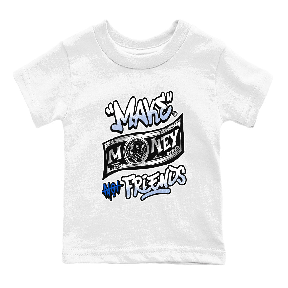 Make Money Not Friends snkmatch Tees Kids - Air Jordan 11 Black and Varsity Royal
