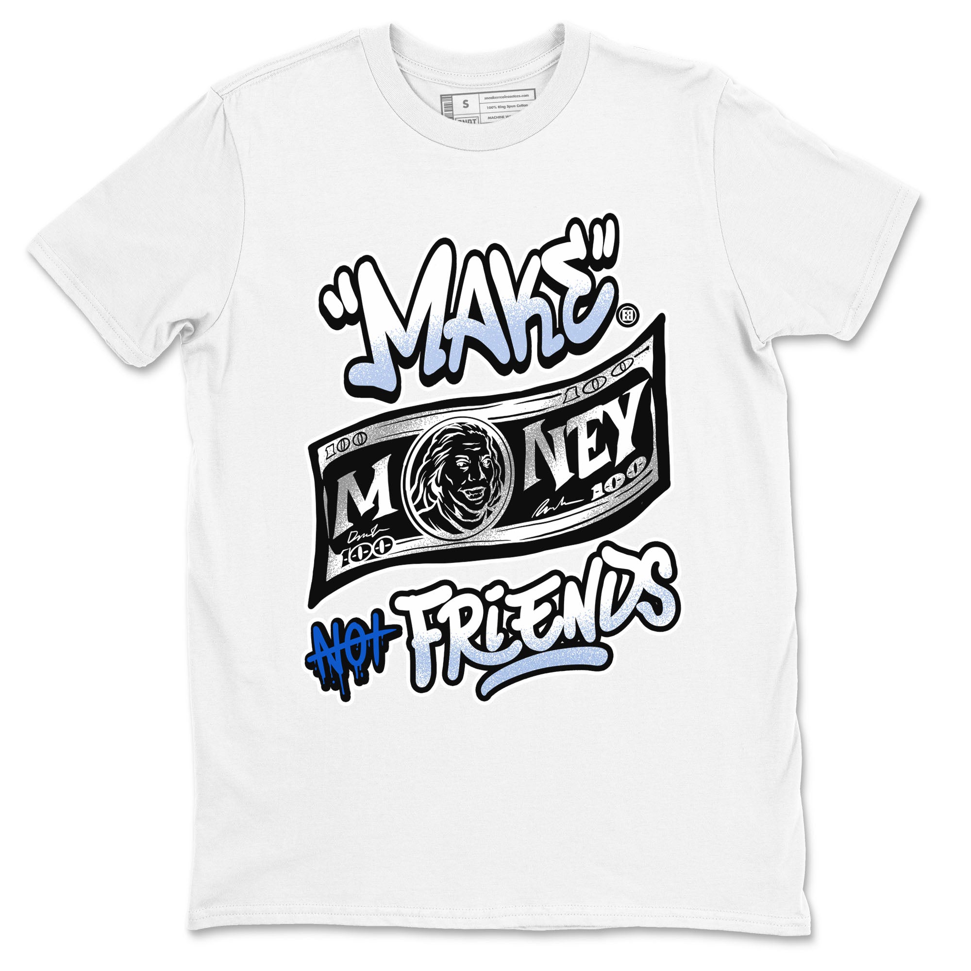 Make Money Not Friends snkmatch Tees - Air Jordan 11 Black and Varsity Royal