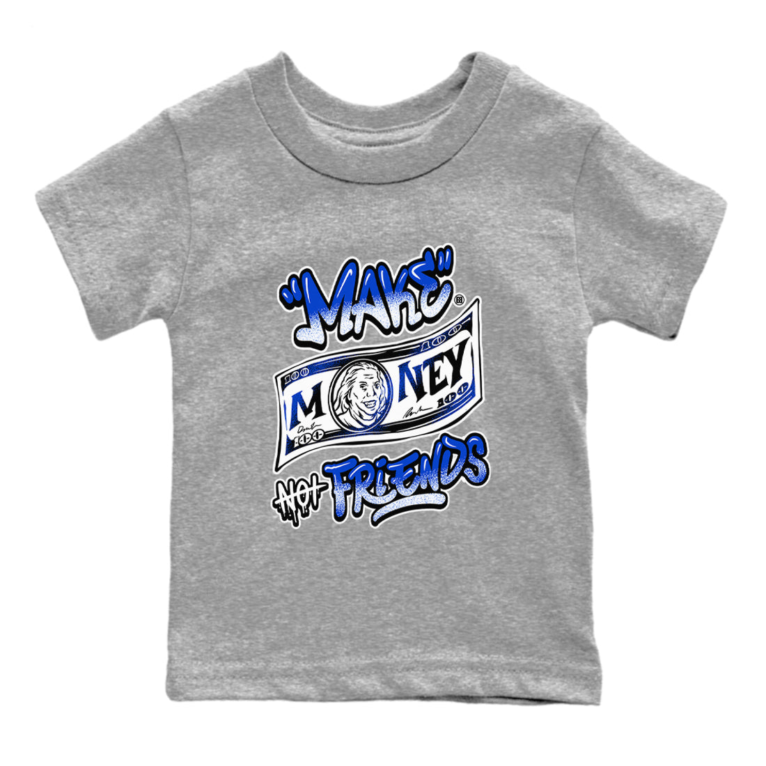 Make Money Not Friends snkmatch Tees Kids - Air Jordan 12 Blueberry