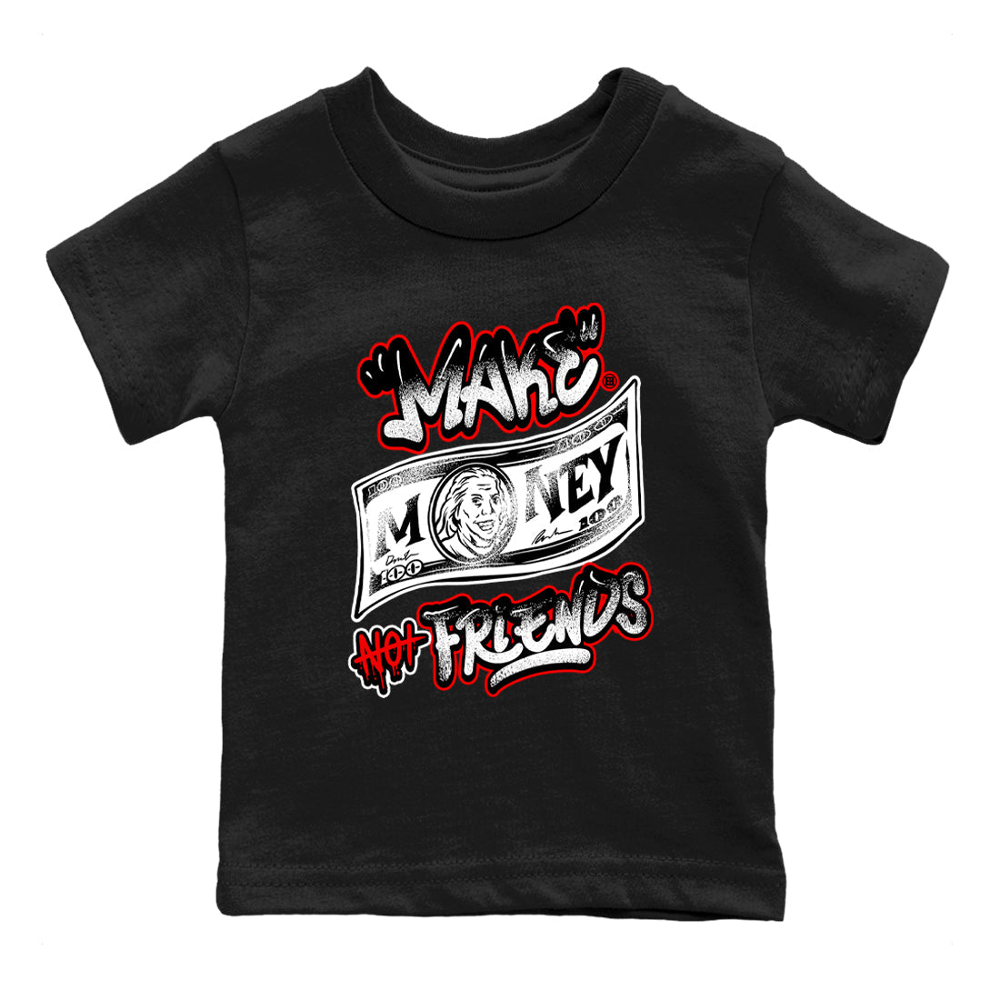 Make Money Not Friends snkmatch Tees Kids - Air Jordan 14 Black Toe