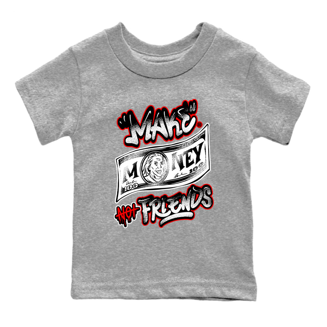 Make Money Not Friends snkmatch Tees Kids - Air Jordan 14 Black Toe