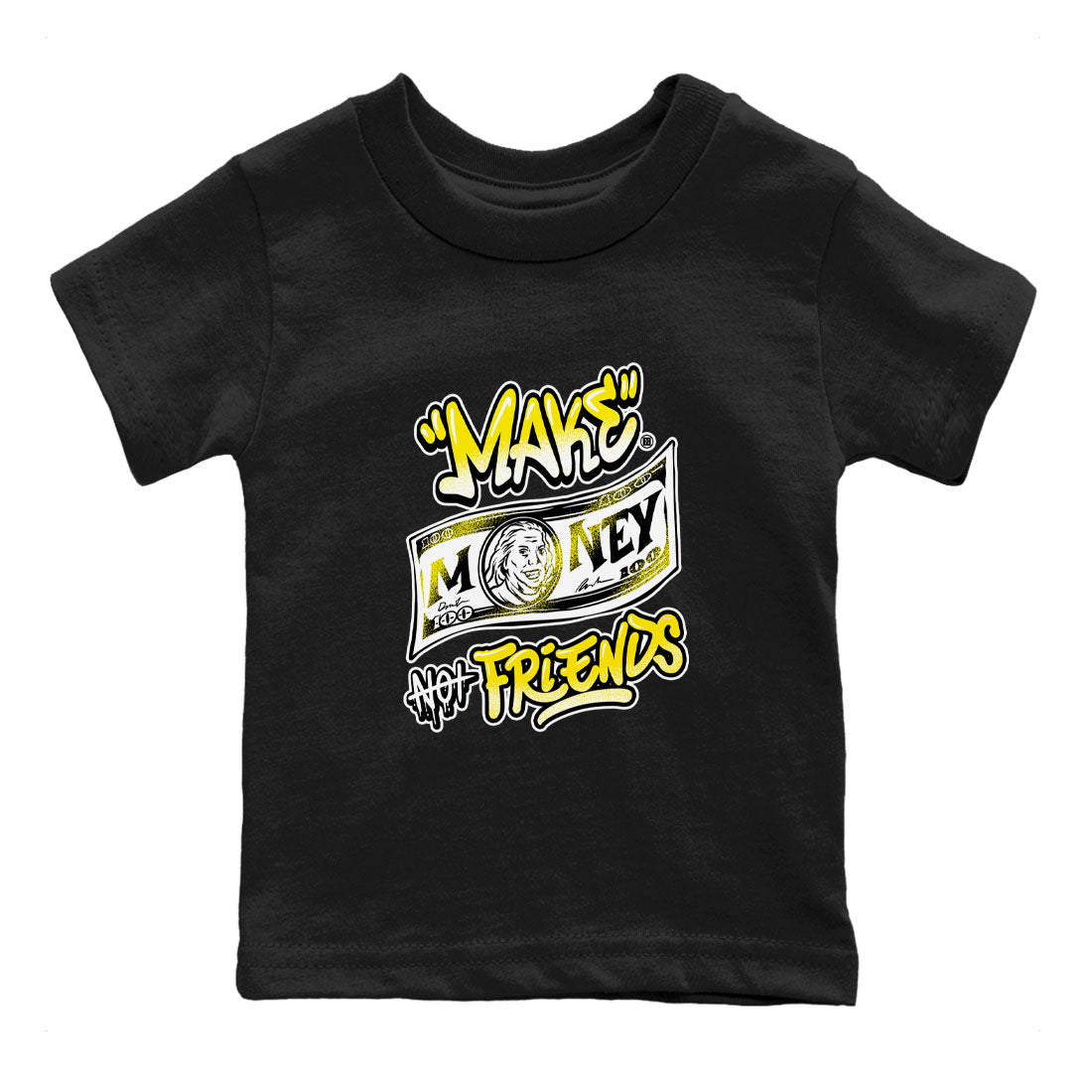Make Money Not Friends snkmatch Tees Kids - Air Jordan 4 Vivid Sulfur