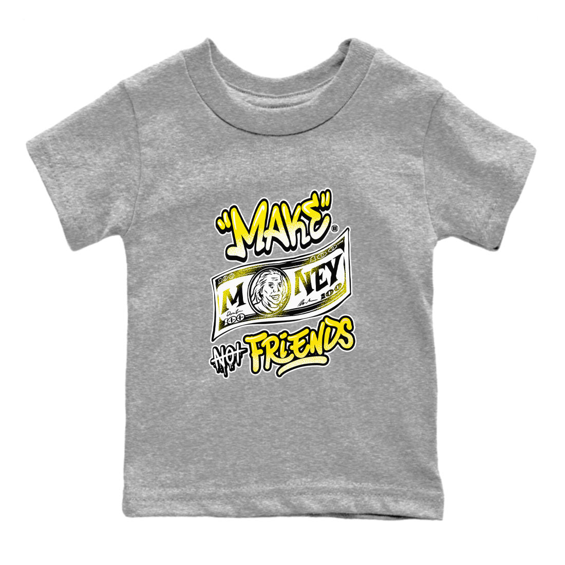 Make Money Not Friends snkmatch Tees Kids - Air Jordan 4 Vivid Sulfur