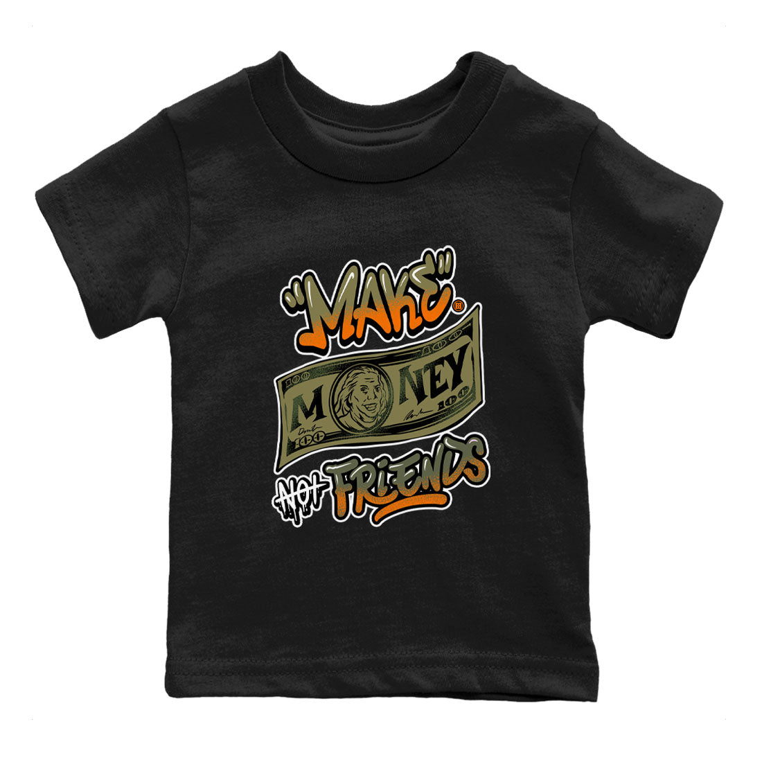 Make Money Not Friends snkmatch Tees Kids - Air Jordan 5 Olive