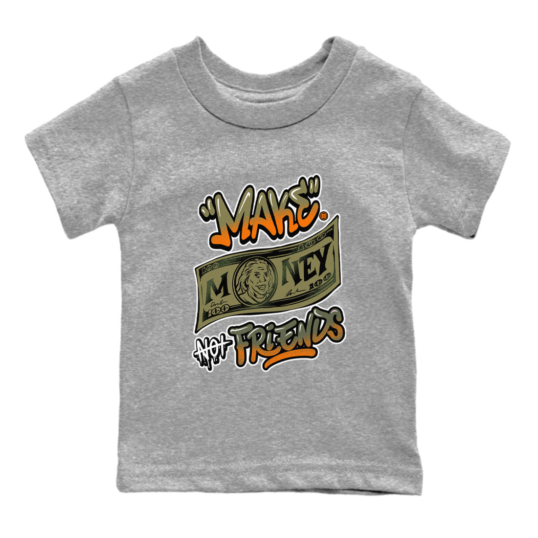 Make Money Not Friends snkmatch Tees Kids - Air Jordan 5 Olive