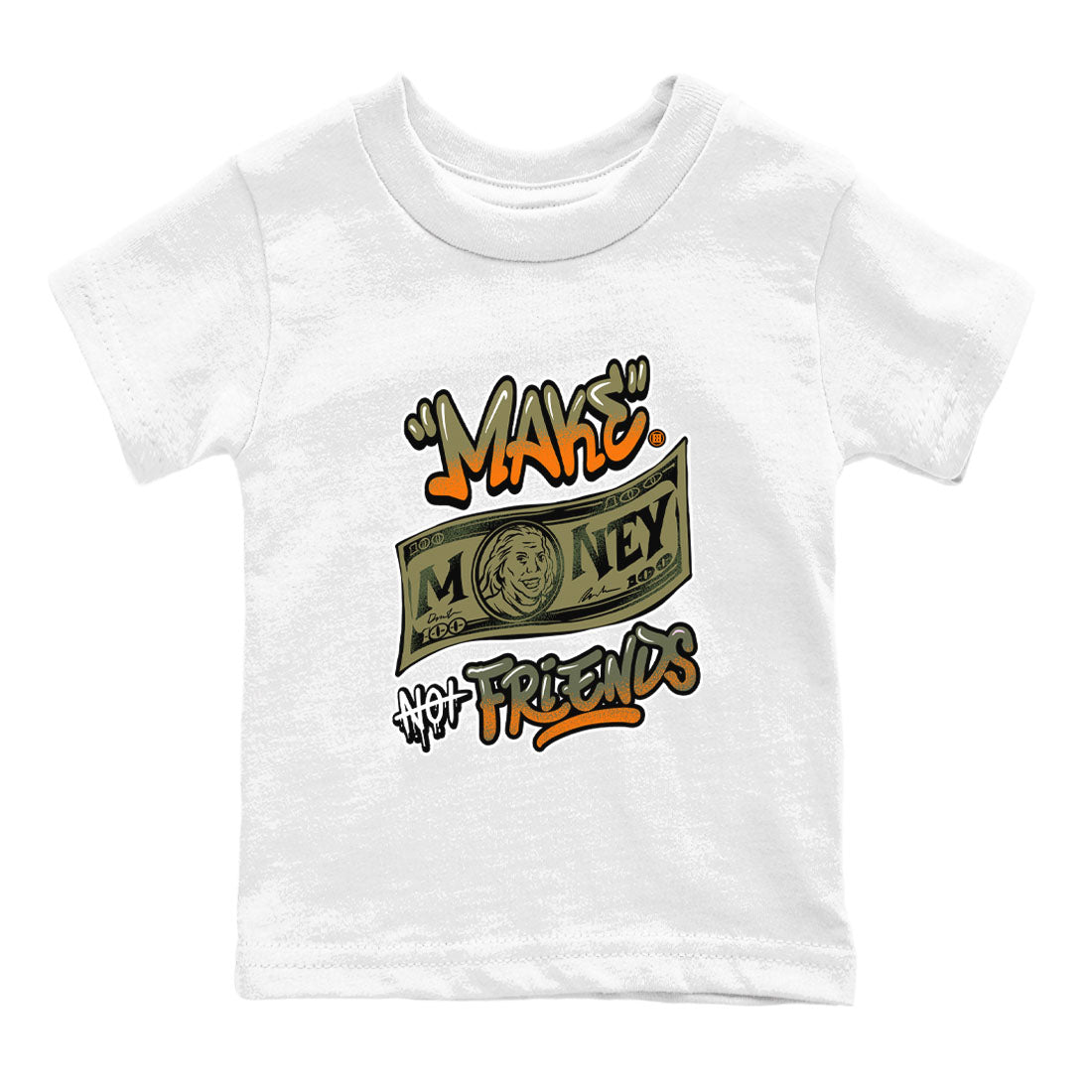 Make Money Not Friends snkmatch Tees Kids - Air Jordan 5 Olive