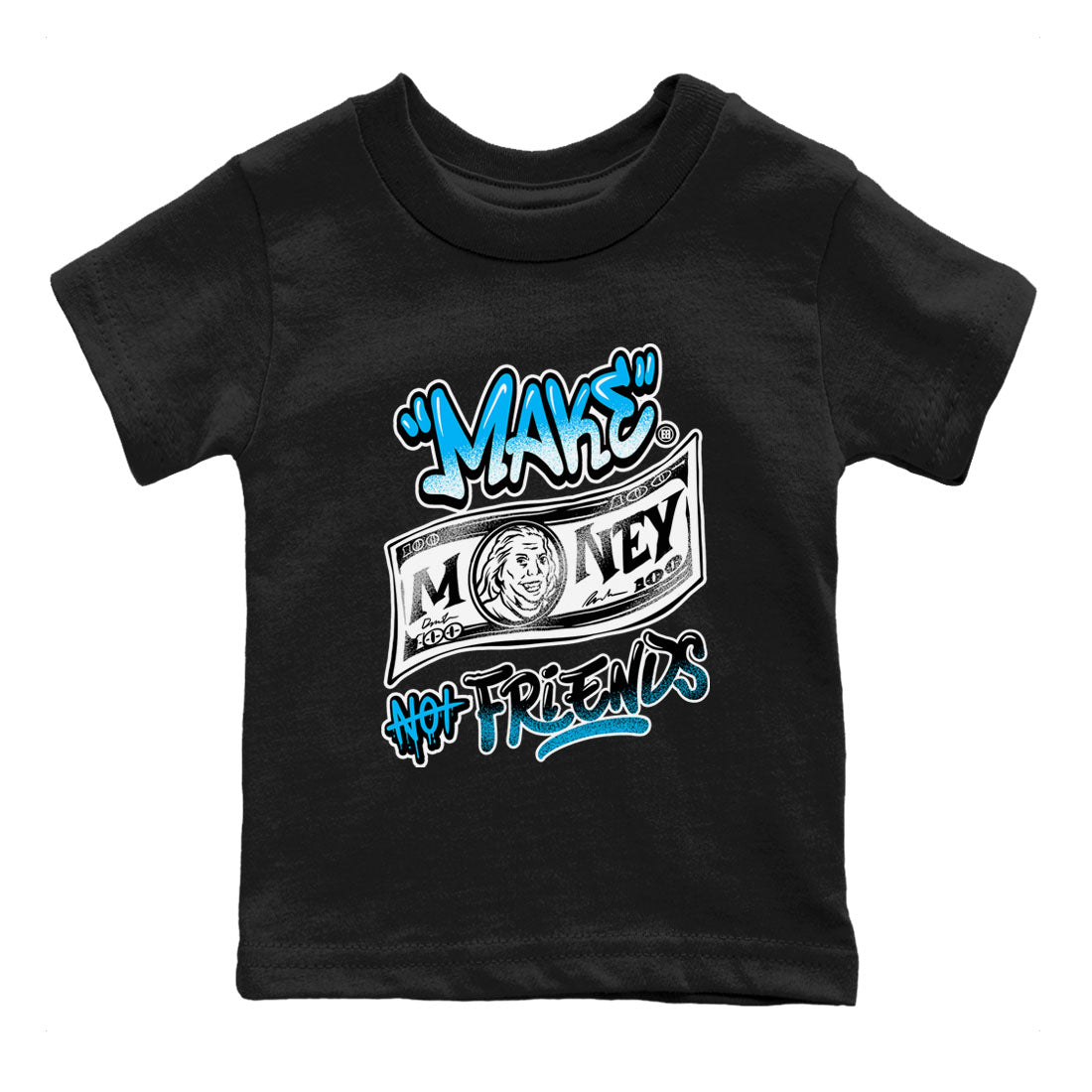 Make Money Not Friends snkmatch Tees Kids - Air Jordan 9 Powder Blue