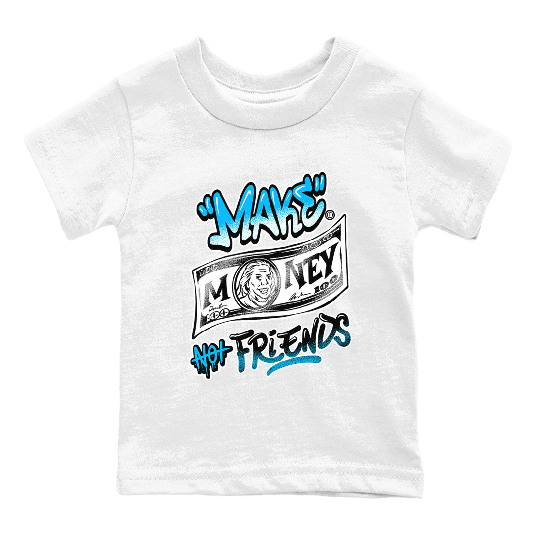 Make Money Not Friends snkmatch Tees Kids - Air Jordan 9 Powder Blue