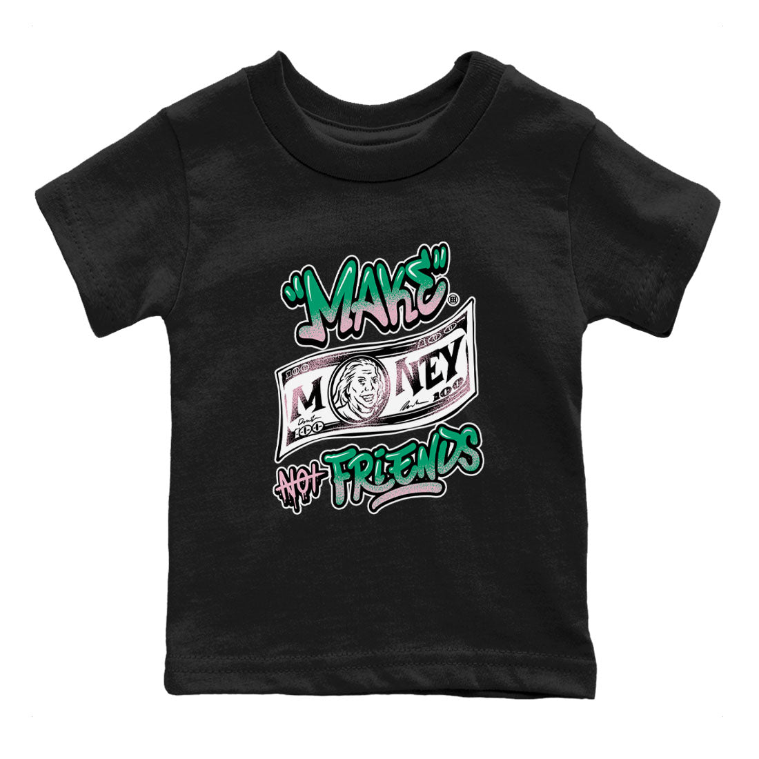 Make Money Not Friends snkmatch Tees Kids - Dunk Medium Soft Pink Malachite