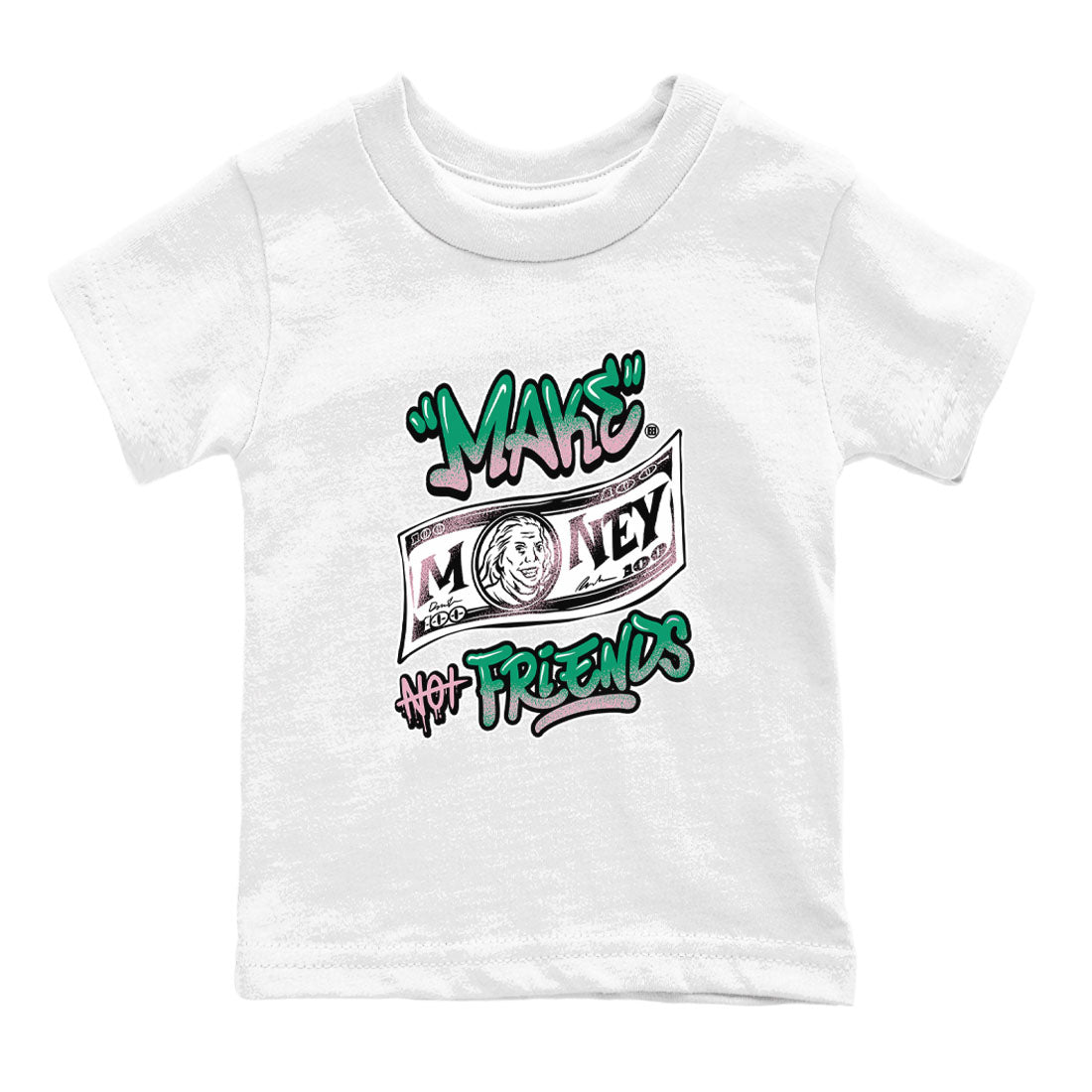 Make Money Not Friends snkmatch Tees Kids - Dunk Medium Soft Pink Malachite