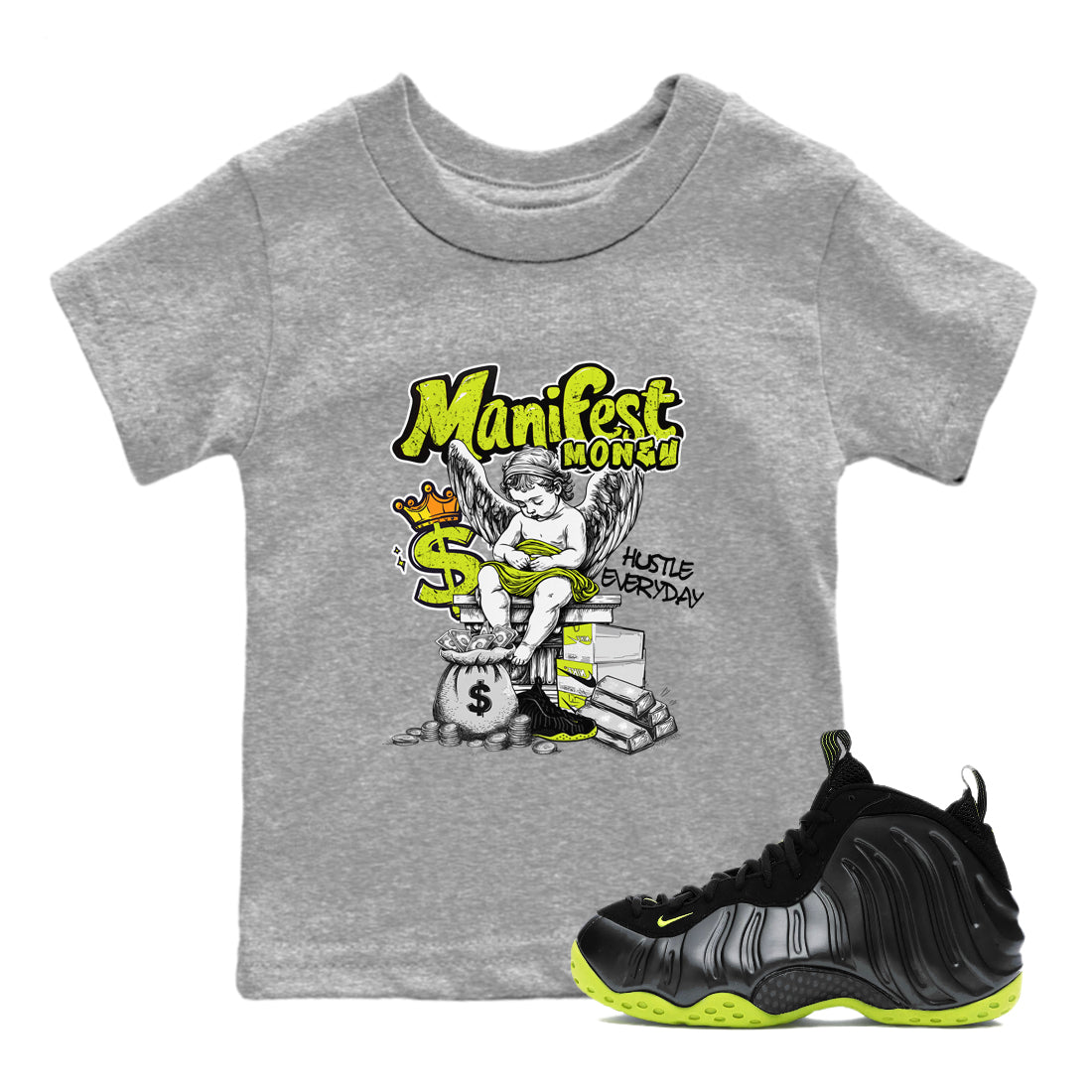 Manifest Money snkmatch Tees Kids - Air Foamposite One Black Volt