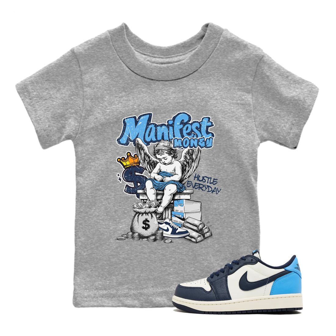 Manifest Money snkmatch Tees Kids - Air Jordan 1 Obsidian
