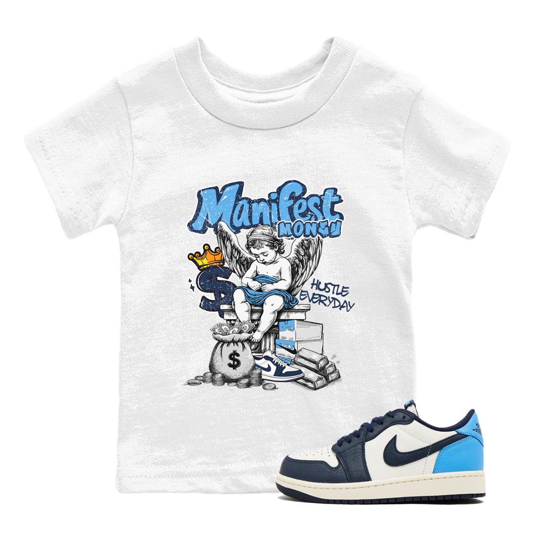 Manifest Money snkmatch Tees Kids - Air Jordan 1 Obsidian