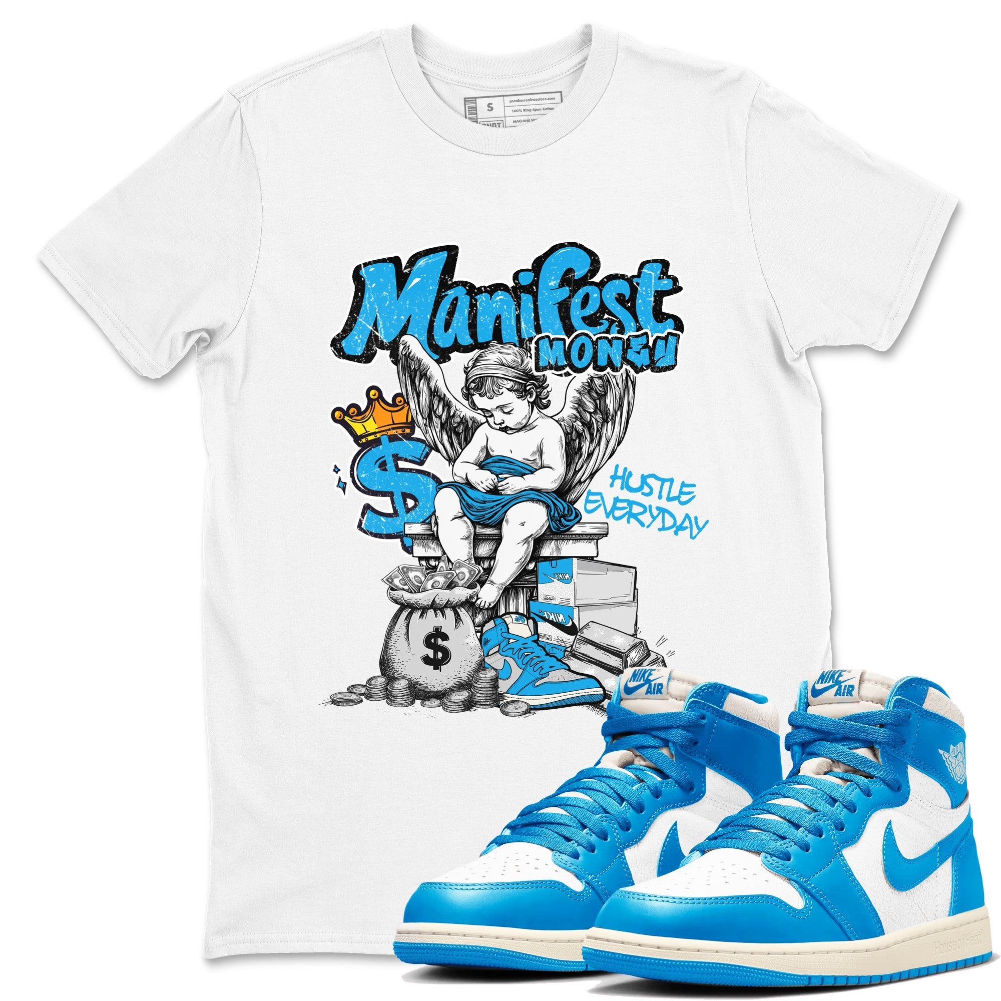 Manifest Money snkmatch Tees - Air Jordan 1 UNC Reimagined