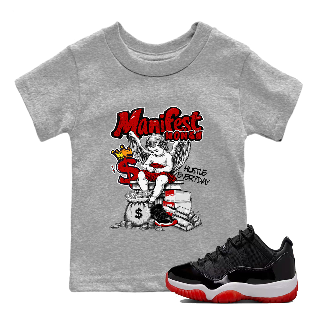 Manifest Money snkmatch Tees Kids - Air Jordan 11 Bred