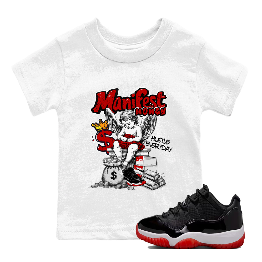 Manifest Money snkmatch Tees Kids - Air Jordan 11 Bred
