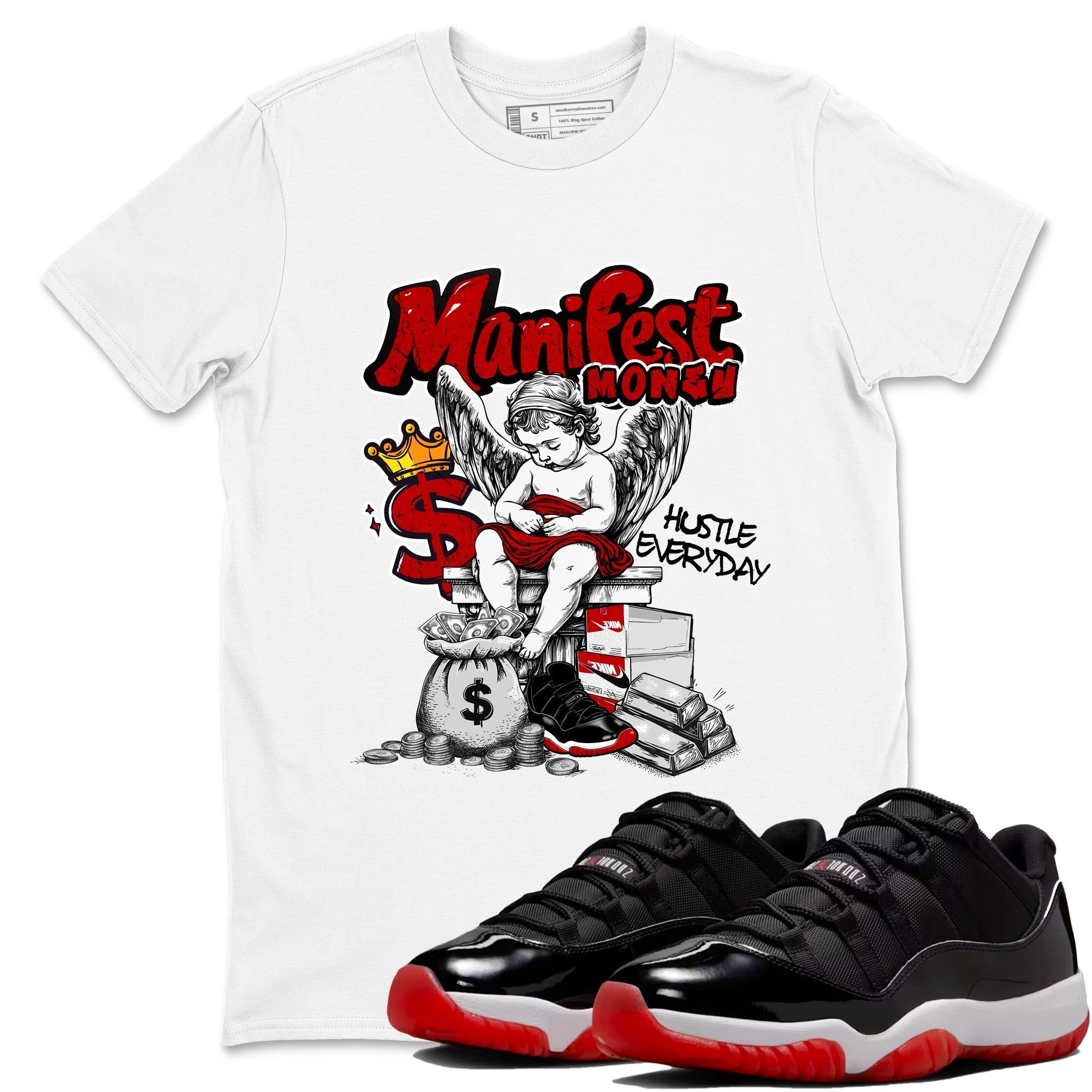 Manifest Money snkmatch Tees - Air Jordan 11 Bred