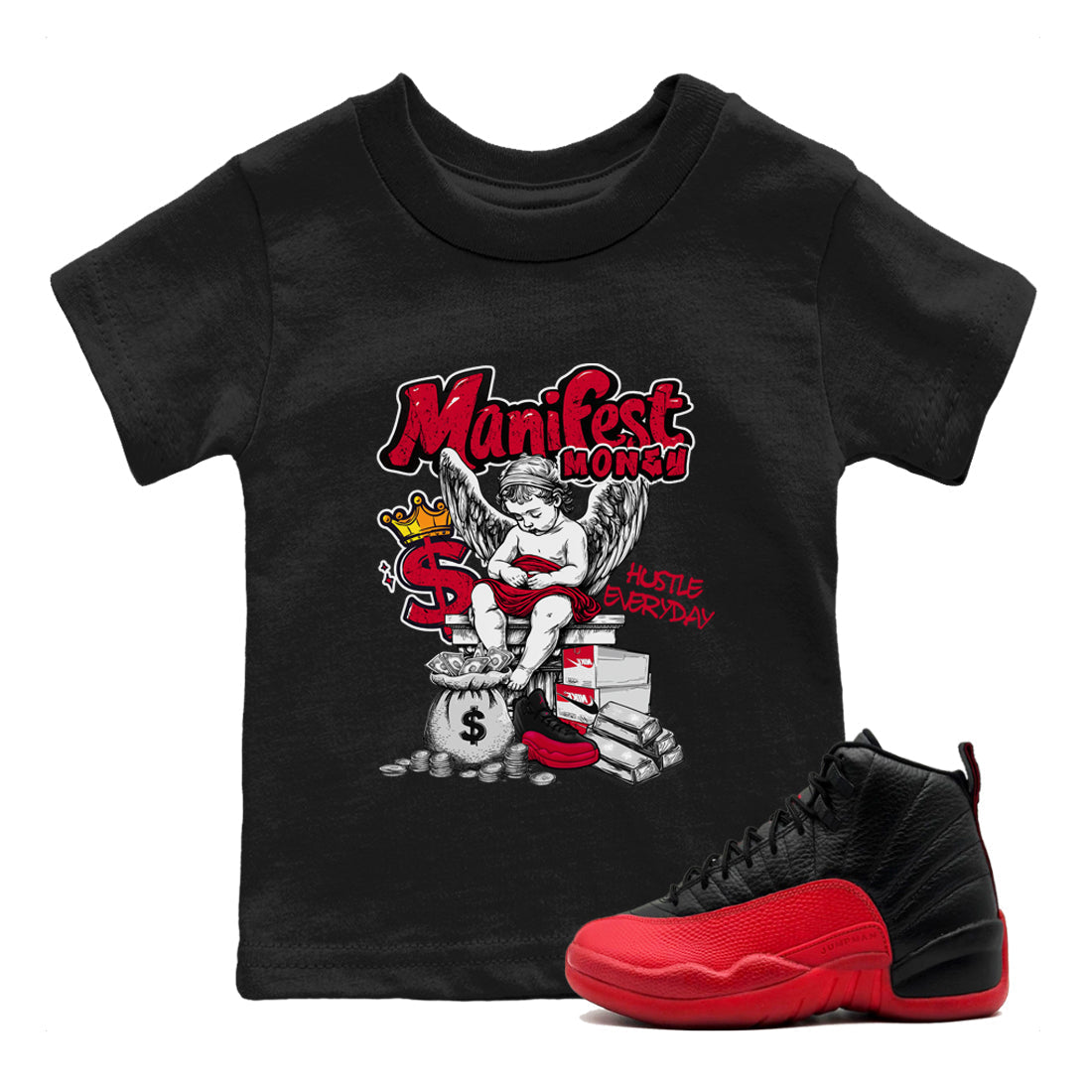 Manifest Money snkmatch Tees Kids - Air Jordan 12 Flu Game
